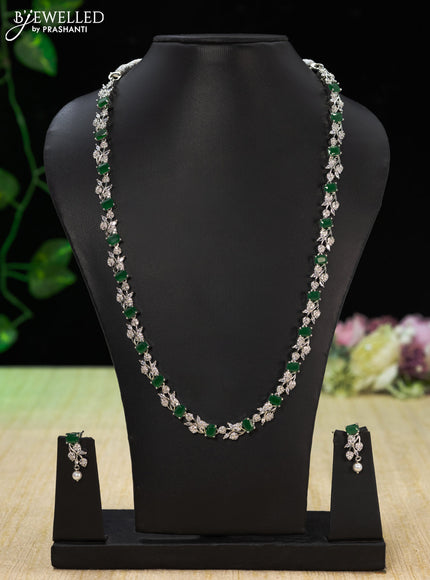 Zircon haaram with emerald and cz stones