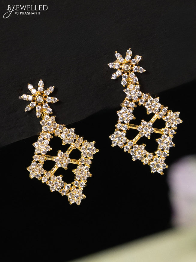 Zircon haaram with cz stones in gold finish