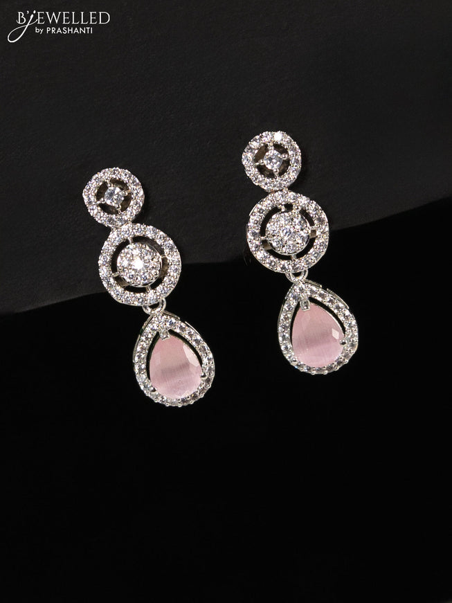 Zircon haaram with baby pink and cz stones