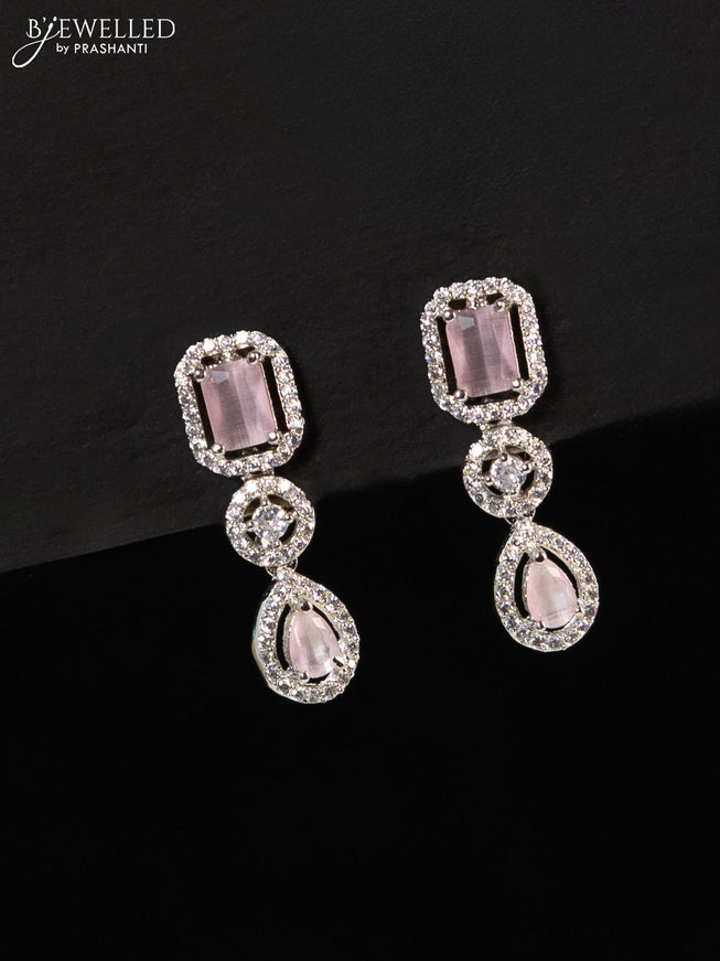 Zircon haaram with baby pink and cz stones