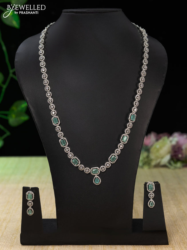 Zircon haaram with mint green and cz stones