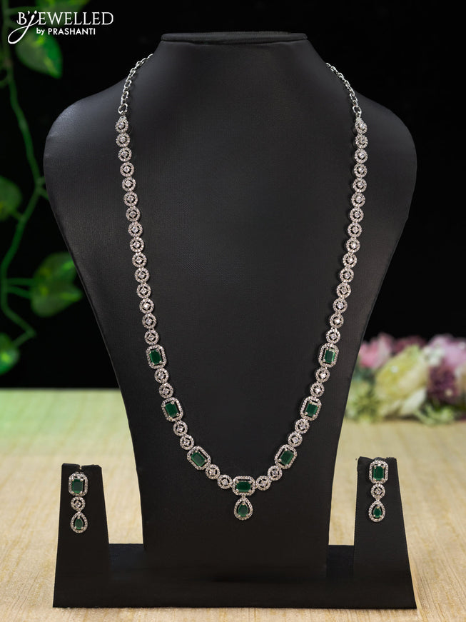 Zircon haaram with emerald and cz stones