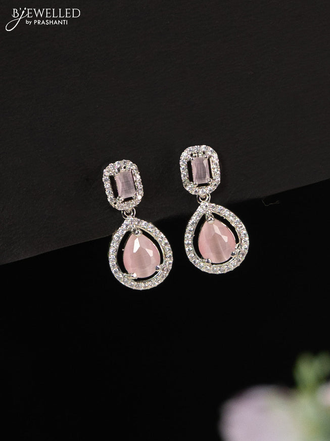 Zircon haaram with baby pink and cz stones