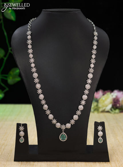 Zircon haaram with mint green & cz stones and hanging