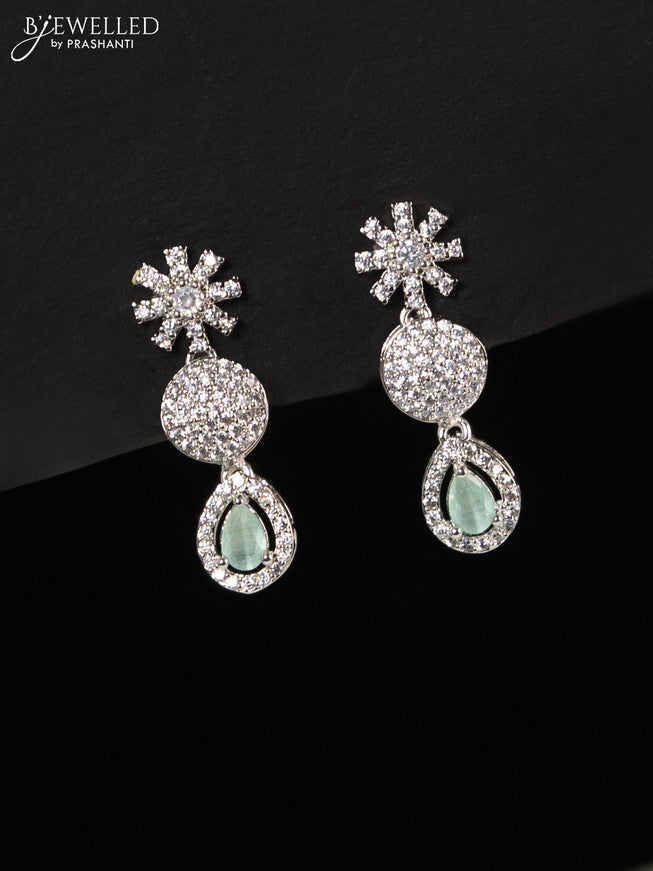 Zircon haaram with mint green & cz stones and hanging