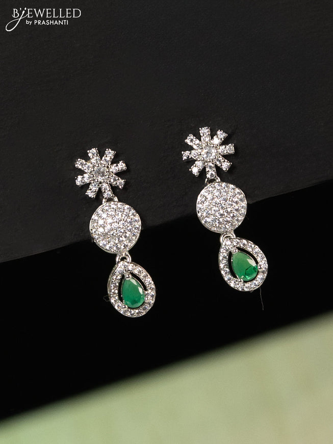 Zircon haaram with emerald & cz stones and hanging