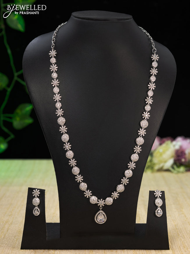 Zircon haaram with cz stones and hanging