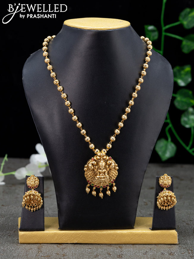 Antique mala necklace kemp stones with lakshmi pendant and golden beads hangings