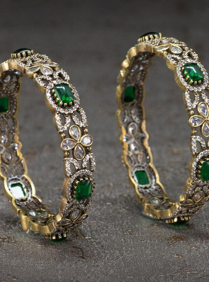 Victorian bangles with emerald & cz stone - {{ collection.title }} by Prashanti Sarees