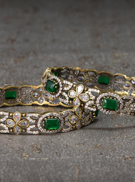 Victorian bangles with emerald & cz stone - {{ collection.title }} by Prashanti Sarees