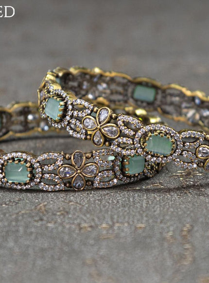 Victorian bangles floral design with mint green and cz stones