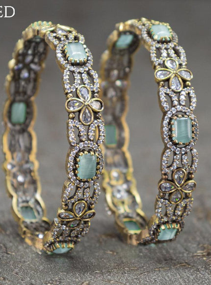 Victorian bangles floral design with mint green and cz stones