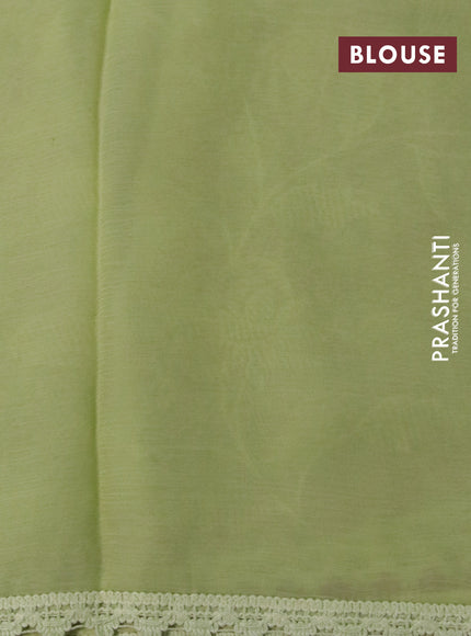 Chiffon saree pista green with allover chikankari & sequin work and lace work border