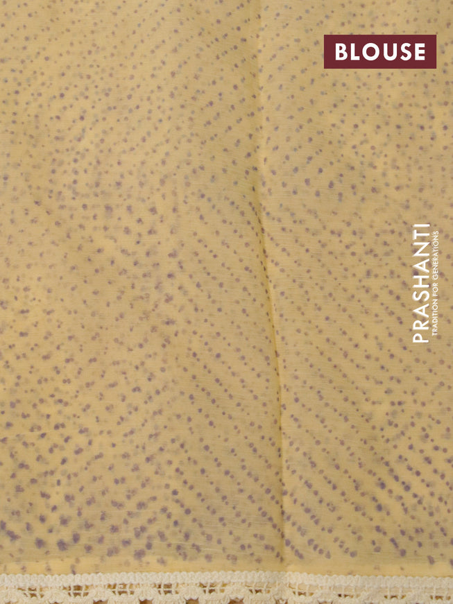 Chiffon saree pale yellow with allover chikankari & sequin work and lace work border