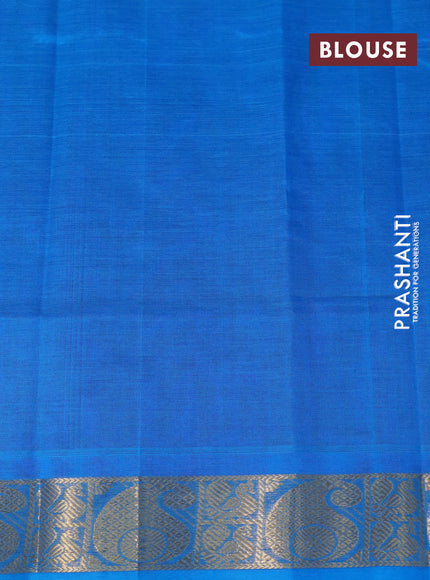 Silk cotton saree blue and cs blue with plain body and zari woven border