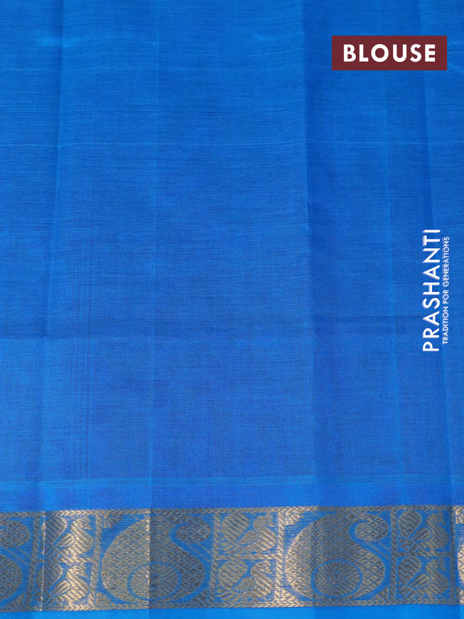 Silk cotton saree blue and cs blue with plain body and zari woven border