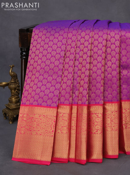 Roopam silk saree purple and pink with allover zari weaves and rich zari woven border