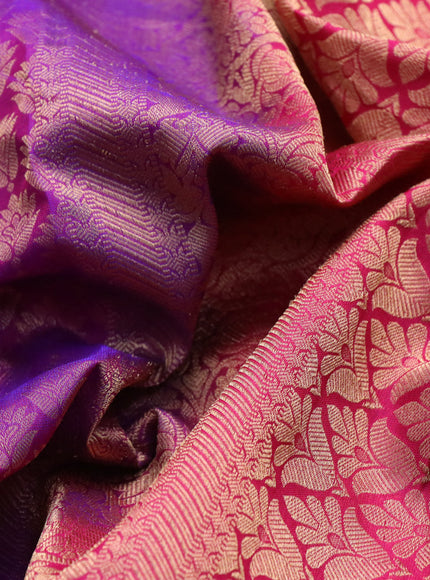 Roopam silk saree purple and pink with allover zari weaves and rich zari woven border