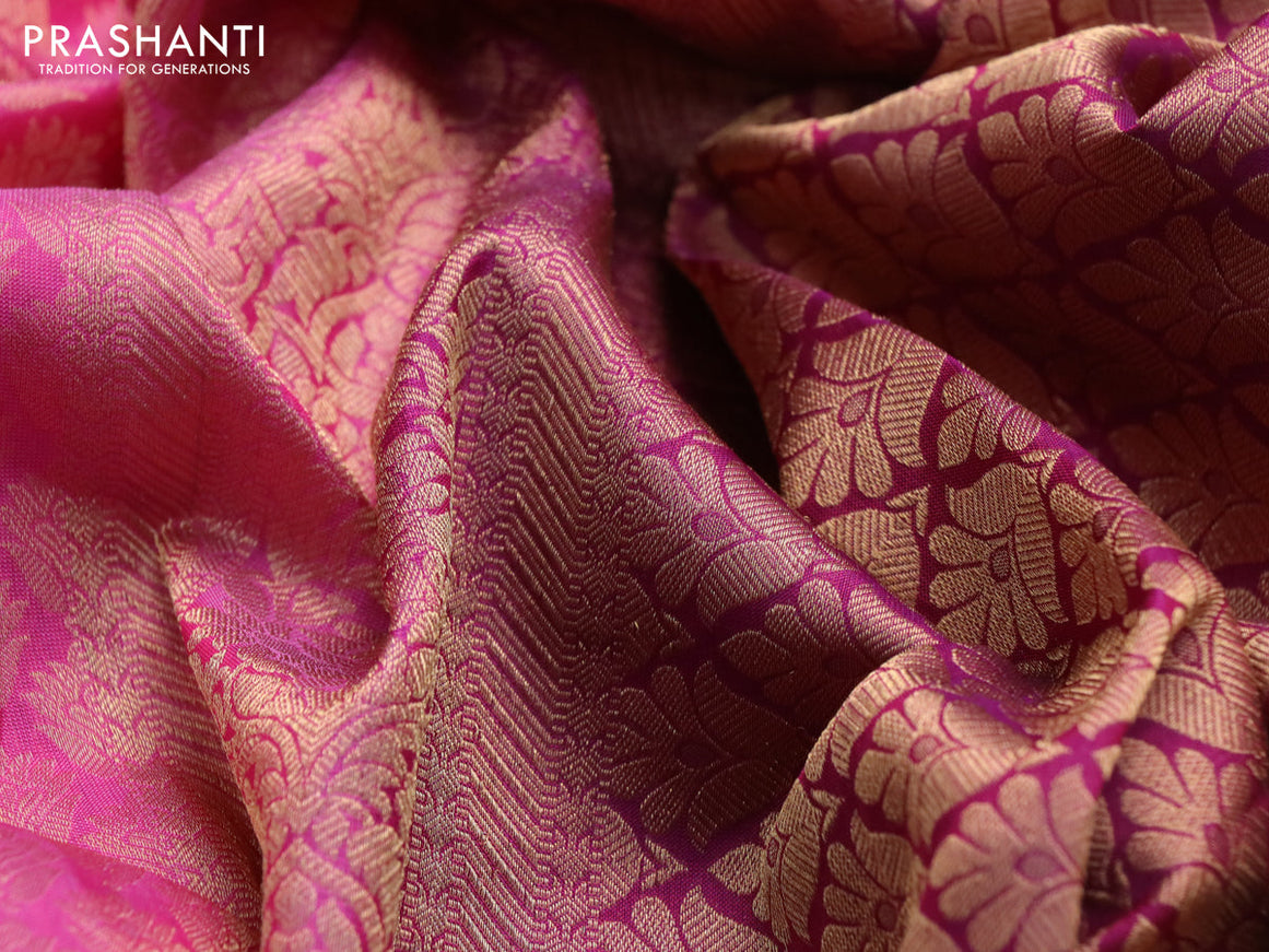 Roopam silk saree pink and purple with allover zari weaves and rich zari woven border