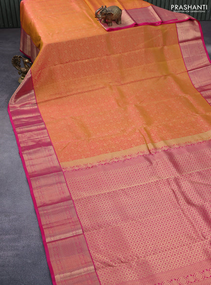 Roopam silk saree dual shade yellowish pink and pink with allover zari weaves and rich zari woven border