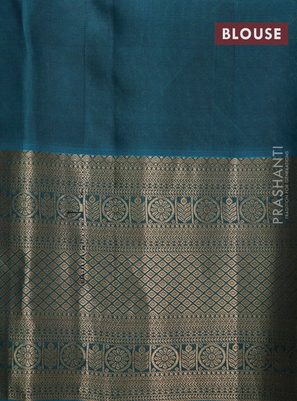 Roopam silk saree dark purple and teal green with allover zari weaves and rich zari woven border