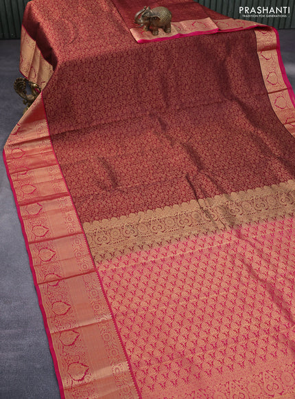 Roopam silk saree maroon and red with allover zari weaves and rich zari woven border