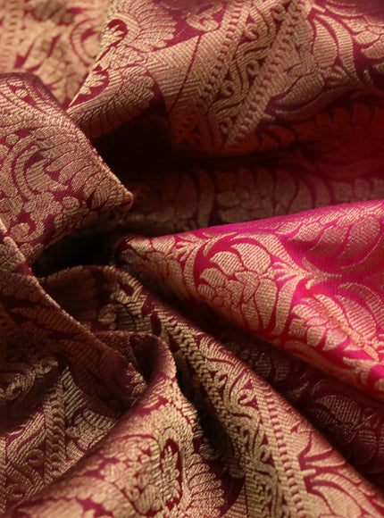 Roopam silk saree maroon and red with allover zari weaves and rich zari woven border