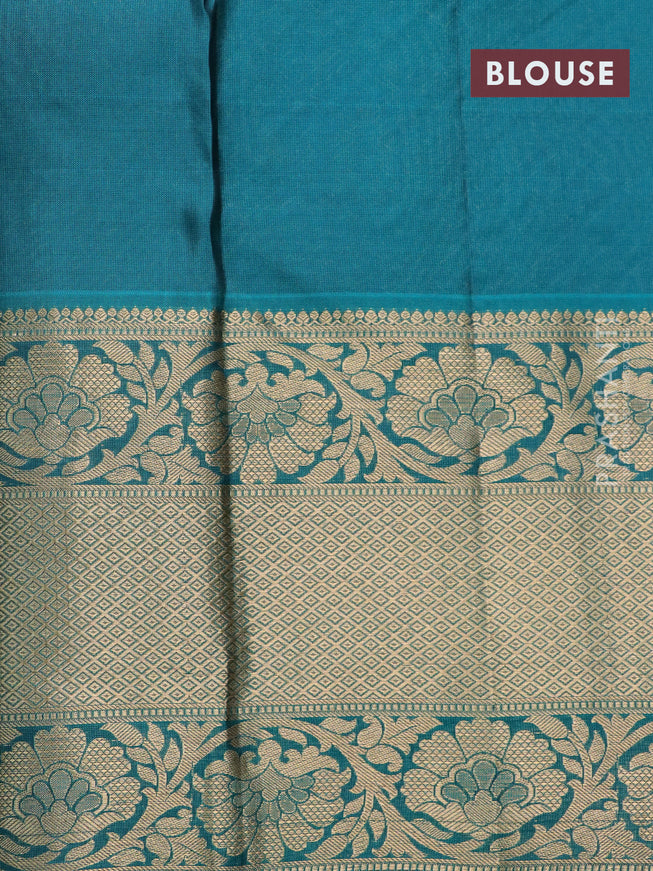 Roopam silk saree violet and peacock green with allover zari woven brocade weaves and long floral zari woven border