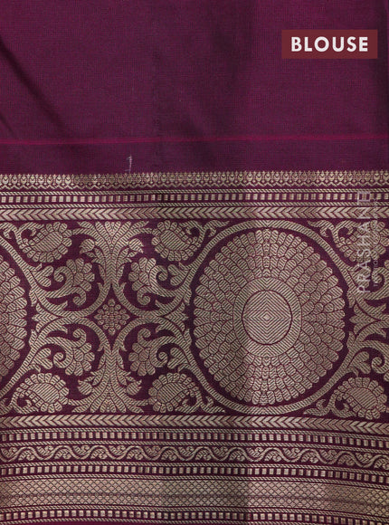 Roopam silk saree peacock blue and dark magenta pink with allover zari woven brocade weaves and zari woven border