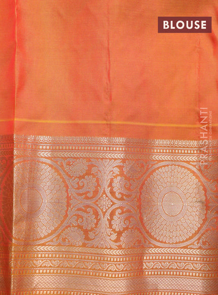 Roopam silk saree pink and mustard shade with allover zari woven brocade weaves and zari woven border