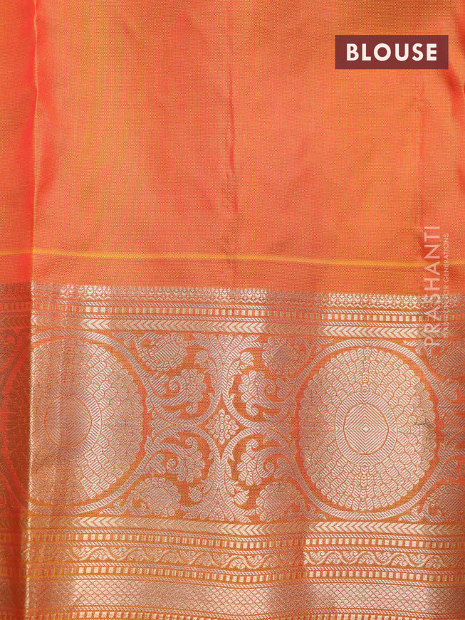 Roopam silk saree pink and mustard shade with allover zari woven brocade weaves and zari woven border