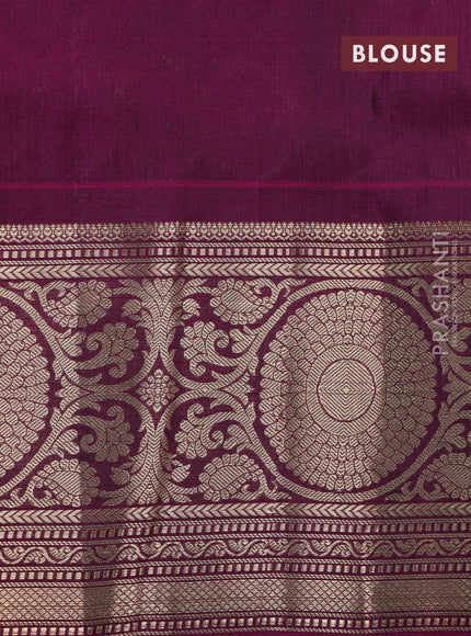 Roopam silk saree green and dark magenta pink with allover zari weaves and rich zari woven border