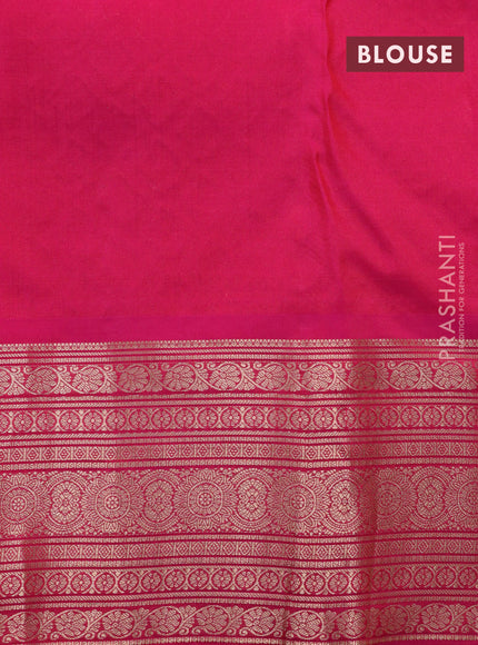 Roopam silk saree dual shade of mustard yellow and pink with allover zari weaves and rich zari woven border