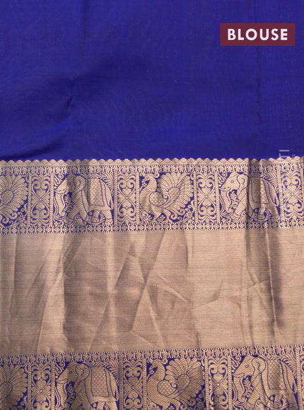 Roopam silk saree pastel brown and blue with allover zari weaves and long rich zari woven border