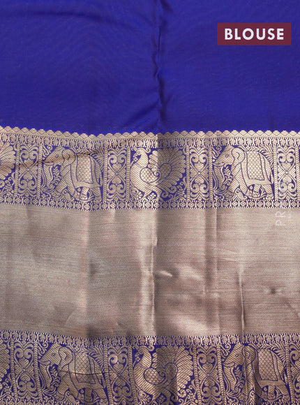 Roopam silk saree pastel mauve pink and blue with allover zari weaves and long rich zari woven border