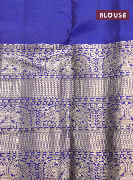 Roopam silk saree grey and blue with allover zari weaves and long annam zari woven border