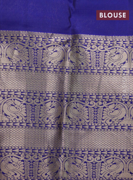 Roopam silk saree grey and blue with allover zari weaves and long annam zari woven border