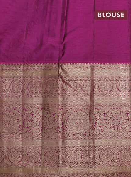 Roopam silk saree green shade and magenta pink with allover zari woven brocade weaves and long rich zari woven border