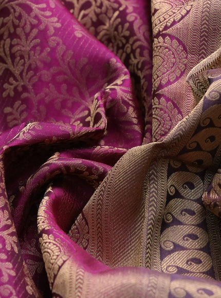 Roopam silk saree magenta pink and wine shade with allover zari woven brocade weaves and long rich zari woven border