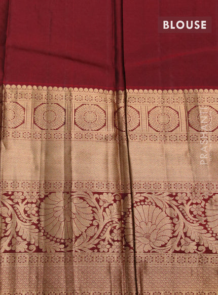 Roopam silk saree green and maroon with allover zari woven brocade weaves and long rich zari woven border