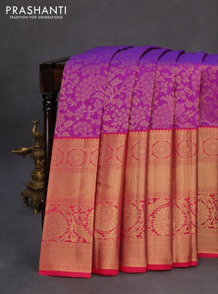 Roopam silk saree purple and pink with allover zari woven brocade weaves and long rich zari woven border