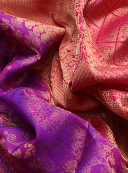 Roopam silk saree purple and pink with allover zari woven brocade weaves and long rich zari woven border