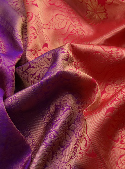 Roopam silk saree purple and pink with allover zari woven brocade weaves and long rich zari woven border