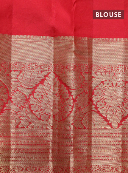 Roopam silk saree dual shade of mustard yellowish red and red with allover zari woven brocade weaves and long rich zari woven border