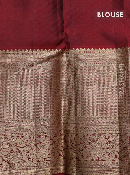 Roopam silk saree green and maroon with allover zari woven brocade weaves and long rich zari woven border