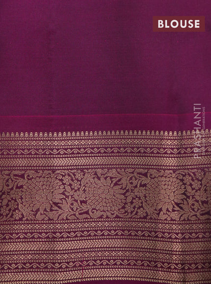 Roopam silk saree green and dark magenta pink with allover zari weaves and rich zari woven border