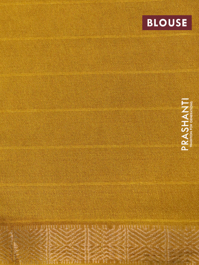 Semi georgette saree mustard yellow with allover bandhani prints and zari woven border