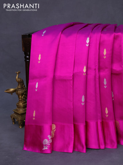 Banarasi poona silk saree purple with zari woven buttas and zari woven floral butta border