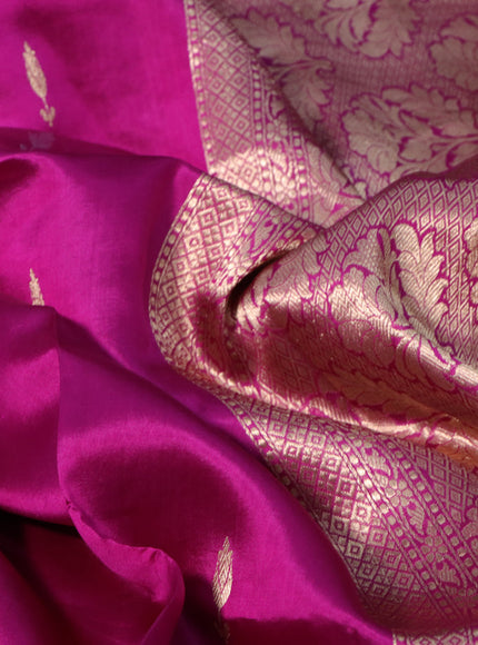 Banarasi poona silk saree purple with zari woven buttas and zari woven floral butta border