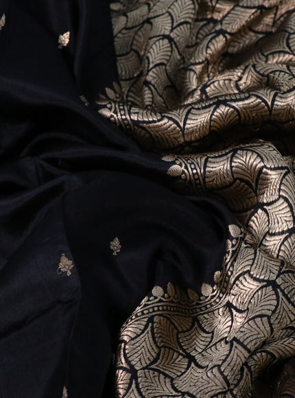 Banarasi poona silk saree black with allover zari woven buttas and zari woven butta border